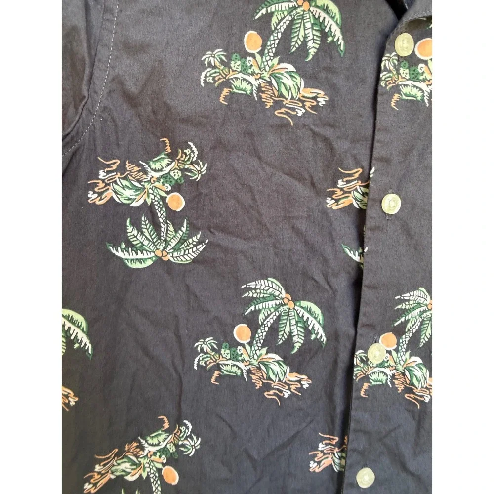 Janie and Jack Blue Palm Tree Tropical Short Sleeve Button Down Shirt Size 7